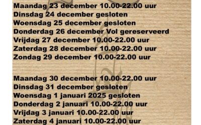 Openingstijden rond de feestdagen